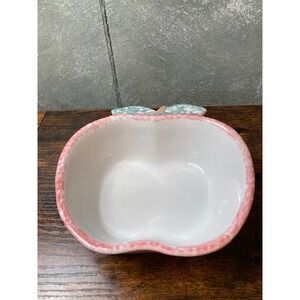 Vintage ABC Distributing Pink Speckled Apple Ceramic Trinket Dish Bowl Decor